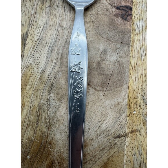 VTG Noritake Wild Ivy Stainless Steel Spoon 7in Flatware Japan 18/8 NTK Set Of 6 - Picture 3 of 6